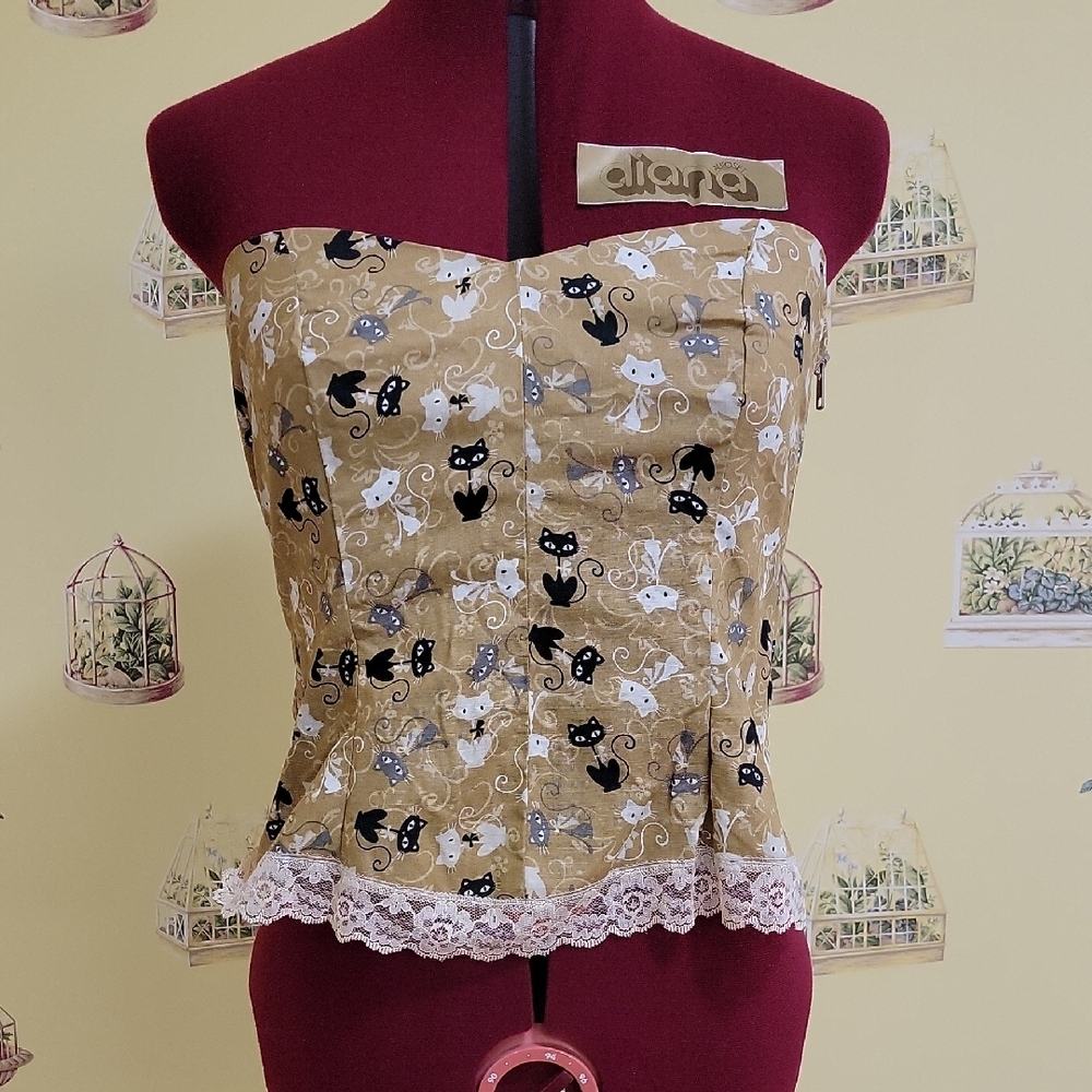 ❤️ 2/$30 ❤️ Tan and Black Sleeveless Bustier Blouse